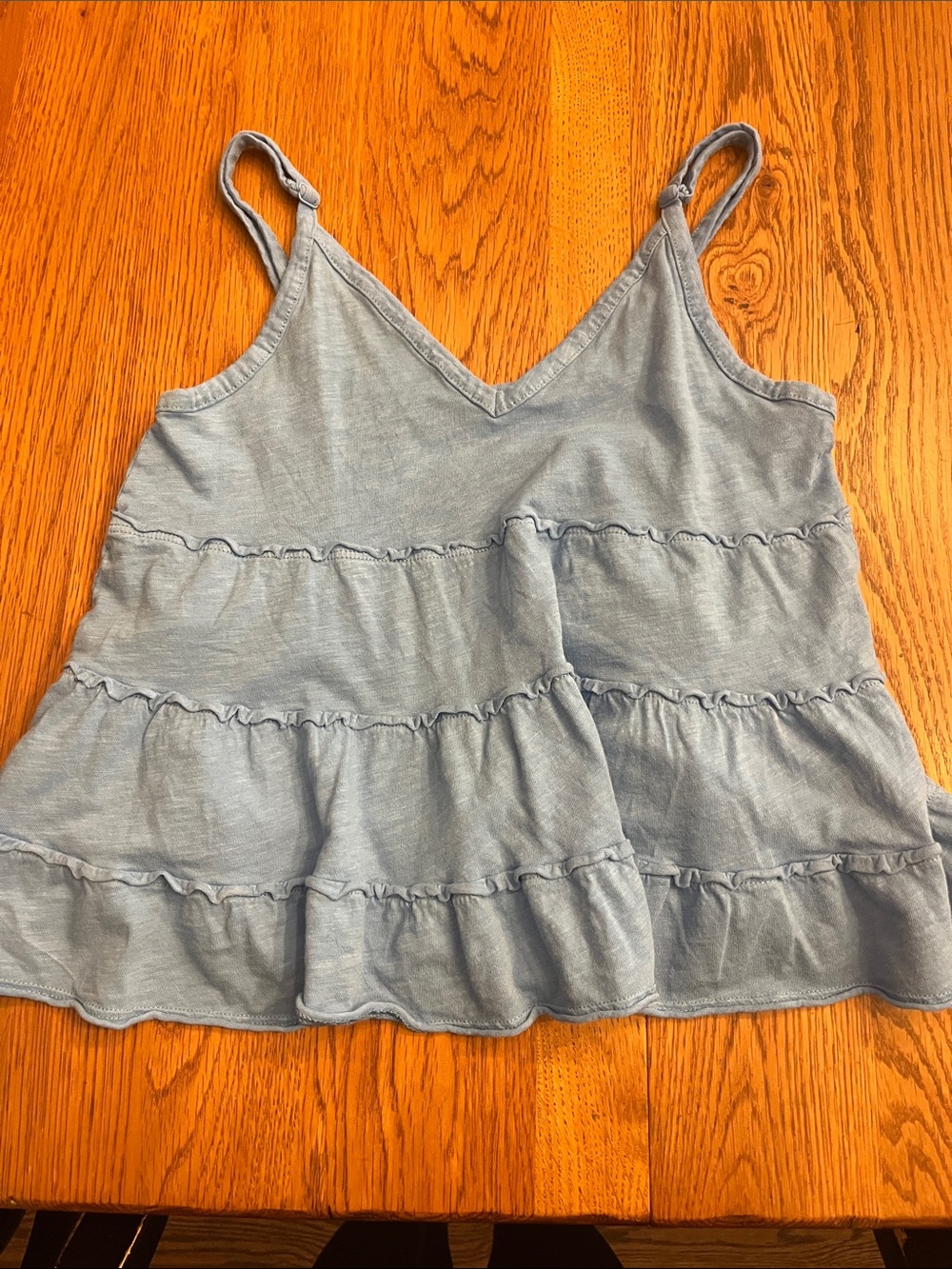 Women's Light Blue Ruffle Tiered Cami Tank Top